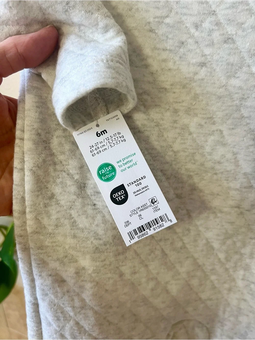 Carter's Light Gray Quilted Footed One-Piece